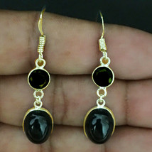 925 Argent Sterling Noir Onyx Argent/Or / Plaqué or Rose Boucles D&#39;Oreilles - £27.59 GBP+