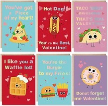 24 Pcs Funny Food Greeting Cards Kids Mini Valentines Day Cards Assortment Valen - £19.59 GBP