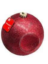 1 Red Glitter Glass Ormanent Ball Sparkle Kugel Style: 6”. - $10.93