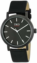 NEW TKO Orlogi TK659BK Mens Black Dial Black Leather Black IP Metal Quartz Watch - £41.12 GBP