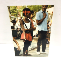 Vtg 80s Color Snapshot Photo Beautiful Black African American Woman Man Staring - £33.73 GBP