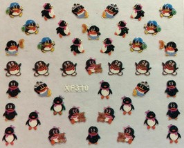 Nail Art 3D Decal Stickers funny penguin with glitter XF310 - £2.62 GBP