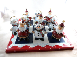 Home Interiors TIC TAC TOE Game Christmas Santa &amp; Snowman Homco Tin Metal Decor - £15.81 GBP