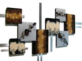 &quot;Coffee Beans&quot; Abstract Geometric Square Wall Sculpture hanging by Alisa - £158.06 GBP