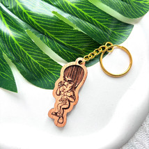 Cartoon Style Bruce Lee Solid Oak Wood Keychain Bag Pendant Free Personal Text - £14.68 GBP
