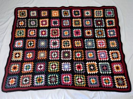 Handmade Granny Square Roseanne Crochet Afghan Blanket Farmhouse Vintage 45x56 - £62.27 GBP