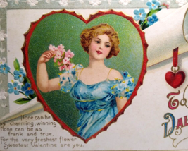 To My Valentine Postcard Unsigned Ellen Clapsaddle 1910 Victorian Women In Heart - £15.28 GBP