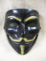 Economy Black &amp; Gold V For Vendetta Costume Face Mask Guy Fawkes Crowd Disguise - £6.73 GBP