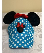 Disney Jerry Leigh Minnie Mouse Blue Polka Dot Adult Hat Baseball Cap Sn... - £15.56 GBP