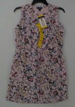 Original Nicole Miller Dress SZ S Pink Print Sleeveless Button-up V-neck Pockets - £11.98 GBP