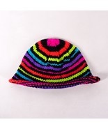 Rainbow Striped Knitted Beanie Cap Outdoor Winter Hat One Size 10&quot; Rim C... - $9.49