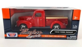 Timeless Legends 1940 Ford Pickup Red 1:24 Metal Die Cast Motor Max Vtg ... - $33.65