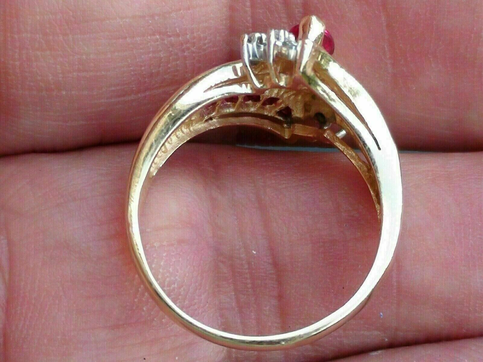 2.50Ct Marquise Cut CZ Red Ruby Engagement Ring 14K Yellow Gold Plated Item image 2