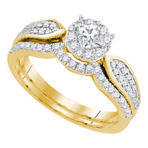 14k Yellow Gold Princess Diamond Bridal Wedding Engagement Ring Band Set 3/4 Ctw - £1,038.36 GBP