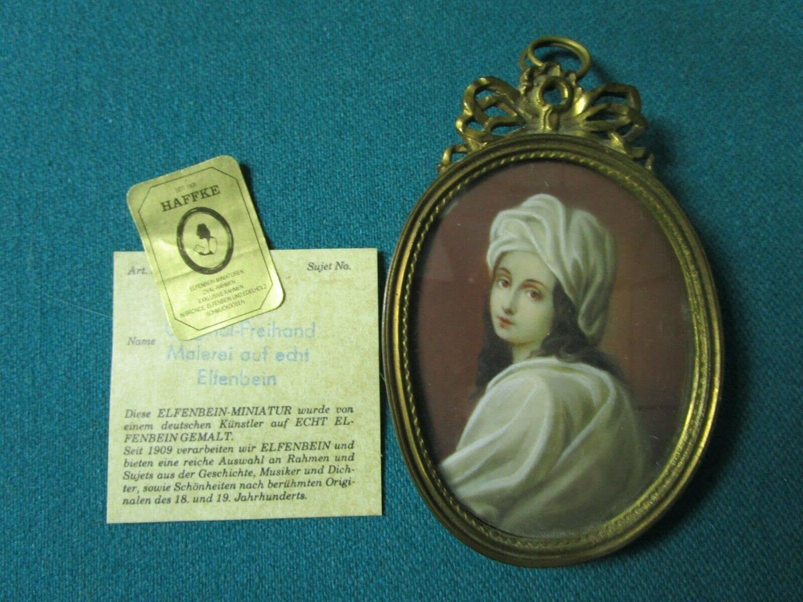 Antique Miniature Oval Painting of A Girl with Certificate Germany 3 X 2... - $254.80
