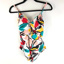 Beach Betty by Miracle Brands One Piece Swimsuit Floral Colorful White M - £15.46 GBP
