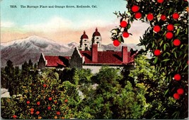 Vtg Postcard Redlands California CA -The Burrage Place &amp; Orange Grove Unused - £5.69 GBP