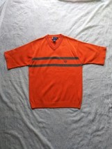 Ralph Lauren Chaps Orange Gray Striped Short Sleeve Sweater Men&#39;s Medium - £31.64 GBP