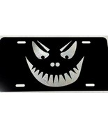 DEEP Engraved Scary Monster Pumpkin Face Car Tag Black Aluminum License ... - £15.64 GBP