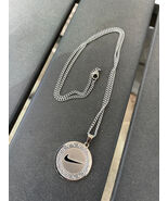 NEW Nike SILVER NECKLACE Stainless Stee 20&quot; INCH CHAIN WITH ADJUSTER SWO... - $272.36 MXN