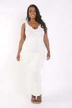 Plus Size Ivory white Sexy Deep U Neck Ribbed Party Wrap Long Maxi Dress - £15.42 GBP