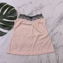 Gilligan O&#39;Malley Womens Vintage Y2k Cami Tank Top Size M Pink Black Lace - $24.74