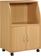 Mini Microwave Cart with Two Doors and Shelf for Storage, Beech - €118,94 EUR