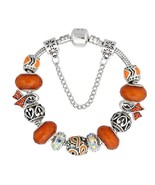 Orange Ribbon Leukemia Cancer Awareness Bead Charm Silver Bracelet 19cm ... - £9.51 GBP