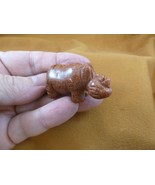 Y-RHI-561) little orange RHINO rhinoceros gemstone FIGURINE carving love... - $19.22 CAD