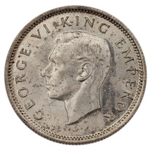 1943 Nuova Zelanda 6 Pence Fior di Conio Condizioni Km#8 Argento Moneta - $51.97