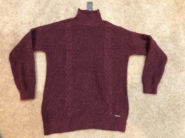 NWT Abercrombie &amp; Fitch A&amp;F 100% Cotton Crew Sweater Ribbed S Small Burg... - £29.88 GBP