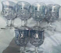 King&#39;s Crown-Clear Tiffin-Franciscan Iridescent Blue Flashed (6) 5-1/2&quot; ... - $39.00