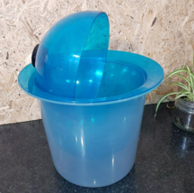 DECOR Plastic Ice Bucket Space Age Retro Cooler Container Blue Clear Frost - £30.73 GBP