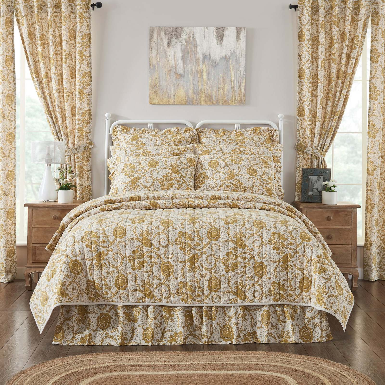Dorset Gold Floral Luxury King Queen Twin Bedding Quilt Sale - $59.95