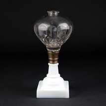 Hobbs Brockunier Veronica Oil Lamp White 2 Step Column Base, Antique c1870 9&quot; - £39.18 GBP