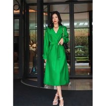 Elegant Womens MidLength Green Trench Coat SpringFall 2024 - £148.26 GBP