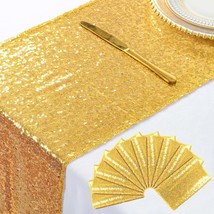 10 Pieces-12 X108 Gold-Sequin-Table-Runners Wedding Party Catering Event... - £68.17 GBP