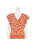 LC Lauren Conrad Women&#39;s front tie ruffle sleeve floral top Size XS Casual - €17,24 EUR