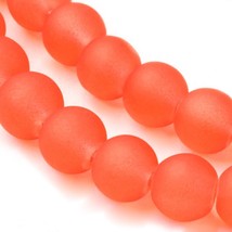 Lot of 5 Strands 31 inches long Round 6mm frosted glass red/orange beads FO6 - £8.37 GBP
