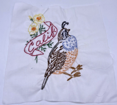California Embroidered Quilted Square Frameable Art State Needlepoint Vtg 8.5&quot; - £22.35 GBP
