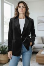 Theory Berdyne B Stretch Cotton Black Velvet Blazer Size 12 - $98.99
