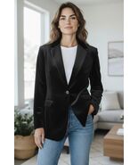 Theory Berdyne B Stretch Cotton Black Velvet Blazer Size 12 - $98.99