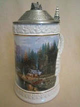 THOMAS KINKADE STEIN A Quiet Evening at Riverlodge TANKARD Longton Crown - $39.95