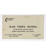 MAR VISTA MOTEL San Diego California Vintage Business Card R.J. Bragg Owner - $16.00