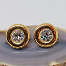 Vintage KJL For Avon Gold Tone Stud Earrings Crystal Kenneth Jay Lane - $16.95