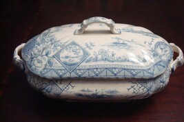 Aesthetic Movement 1883 Mysore Pattern Blue transferware Tureen- Edge &amp;M... - $5,021.80 MXN