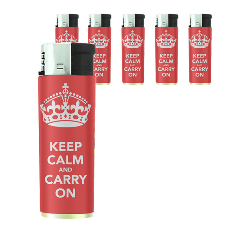 Butane Electronic Lighter Set of 5 Keep Calm and Carry On Design-016 - $15.79