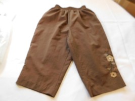 Womens Bon Worth Bermuda Capri Pants Flowers Embroidered XS Petite brown... - £14.27 GBP