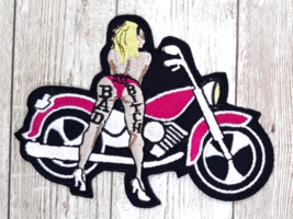 Bad Ass Bitch Babe With Pink Bike Iron Embroidered Patch 2 5/8 &quot; X3 &quot; - $4.99