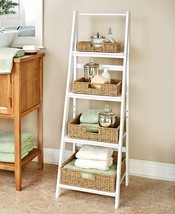 Classic Ladder Shelf Bookcase Cabinet Furniture WHITE Ladder Shelving Unit - £39.27 GBP+